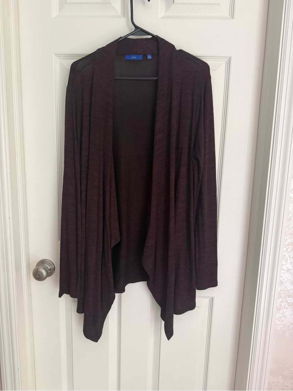 Women’s Draped Open-Front Cardigan Sweater - Burgundy/Black